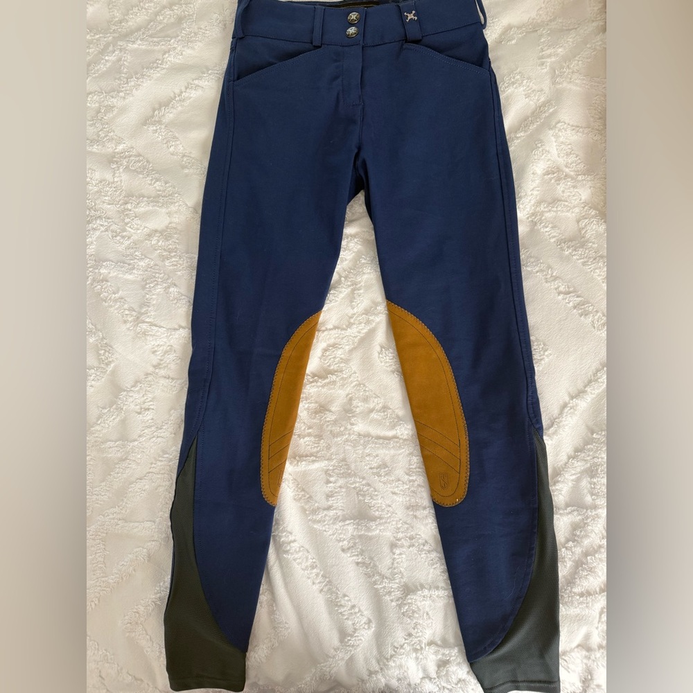 Tredstep Navy Riding Breeches with Tan Patches